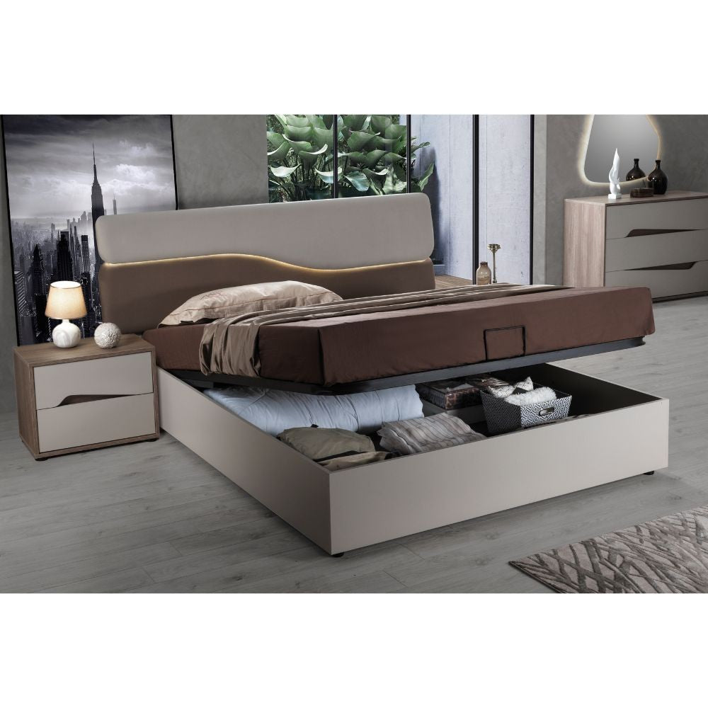 Camera da letto completa con letto contenitore colore cashmere e olmo - Lunar
