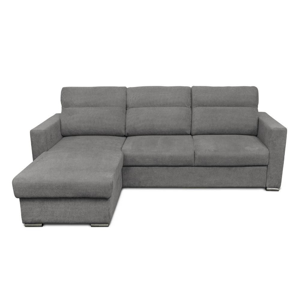 Divano angolare con penisola reversibile e letto estraibile colore grigio - Kendall