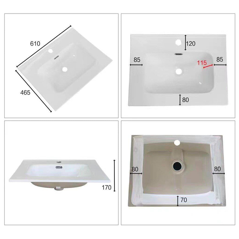 Lavabo consolle d'appoggio in ceramica bianco 61x46.5x14H VA836-60