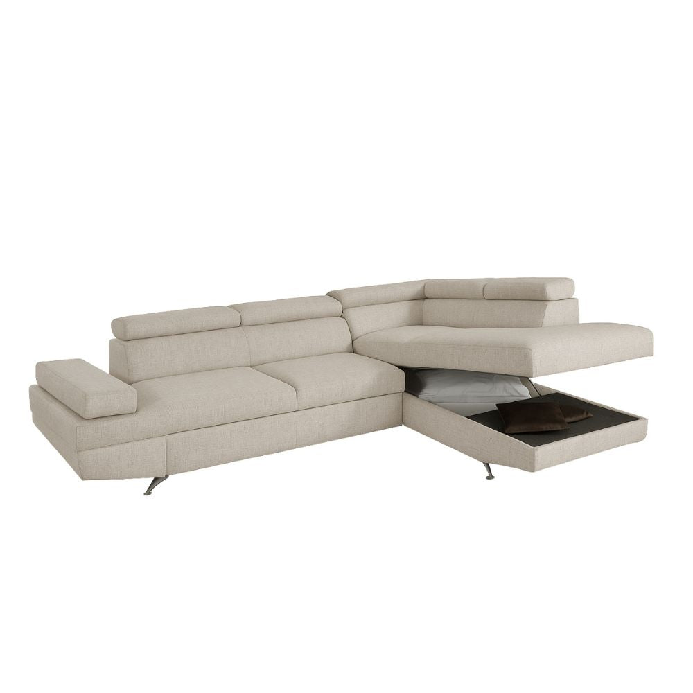 Divano angolare destro con letto estraibile beige 297x206x79 Julie