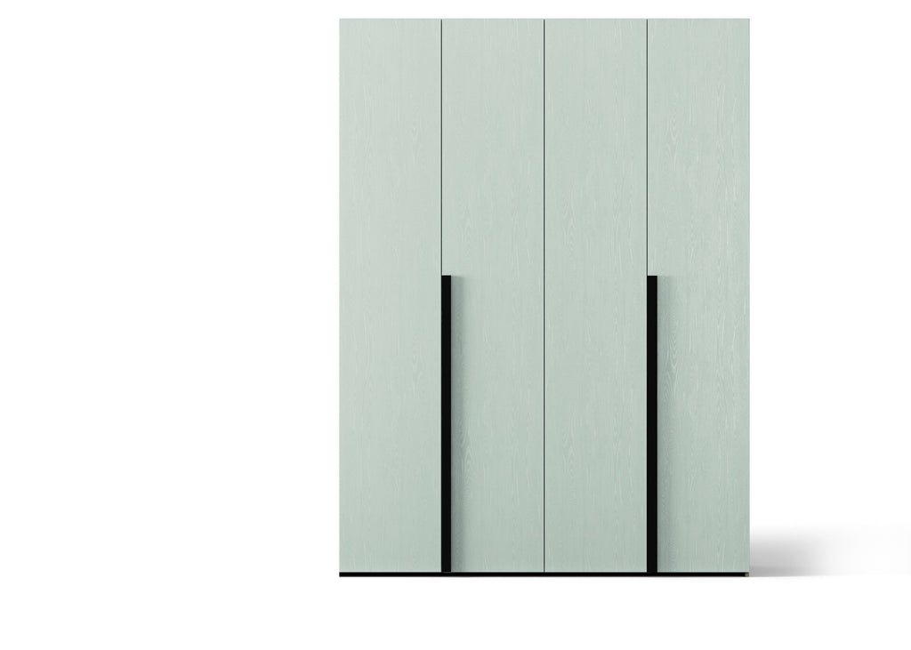Armadio 4 ante battenti bianco portland e maniglie nero opaco 185x250H cm - Coco
