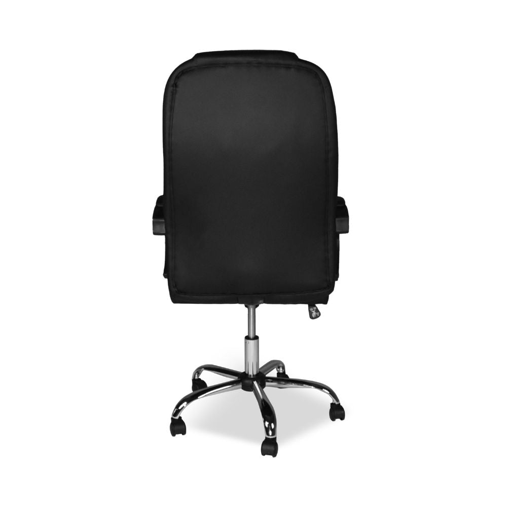 Fauteuil de direction ergonomique en simili cuir noir et piètement chromé - Milly