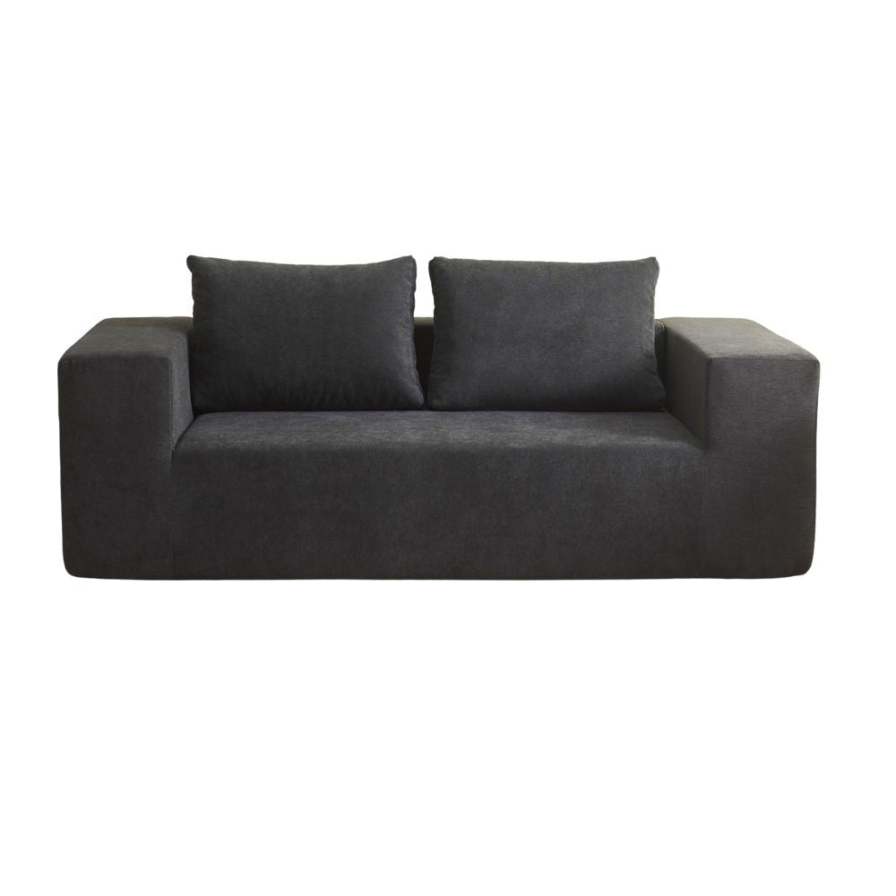 Divano sottovuoto 3 posti in tessuto grigio scuro con imbottitura in schiuma 200x100x76H Kelly