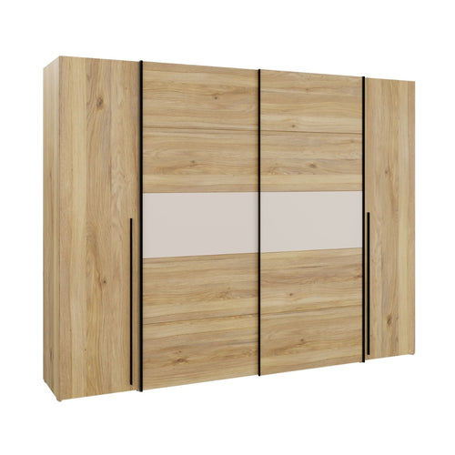 Armadio 2 ante scorrevoli e 2 battenti rovere e cashmere 270x61x210 Callia
