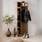 Mobile ingresso con frontale cannettato e anta a tutto specchio colore quercia e antracite 80x190H cm - Medan4
