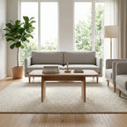 Tavolino da salotto 100x60 cm colore sepet con gambe a pannello e bordi arrotondati Pietra