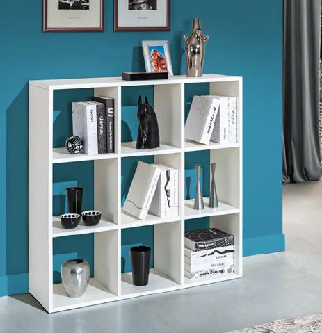 Libreria quadrata con 9 vani a giorno colore bianco larice 106x106H cm - Avik