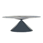 Tavolo ovale con piano effetto marmo e venature blu 200x80x76H Punto