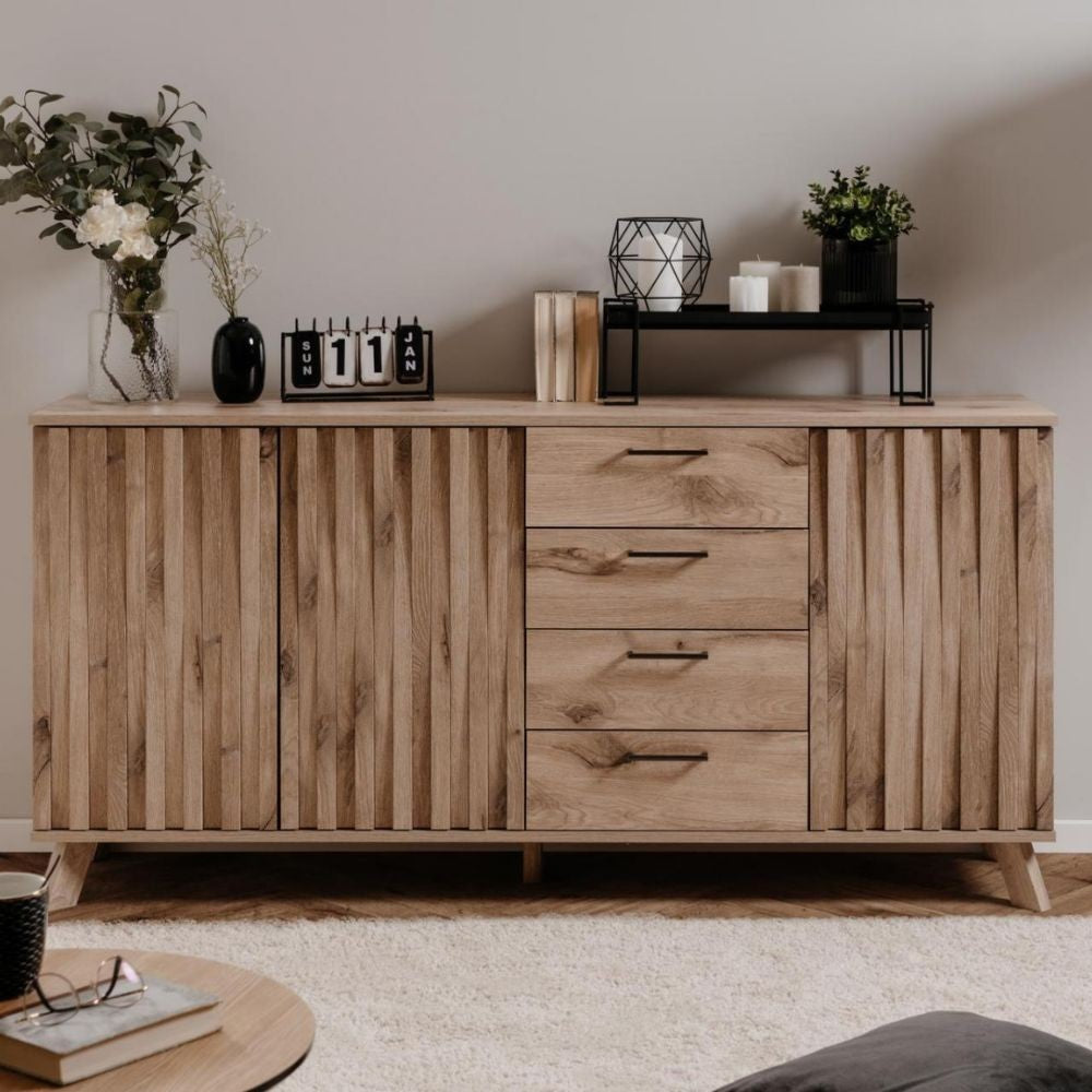 Sideboard 175 cm mit 3 Türen und 4 Schubladen Eiche - Wellington51A