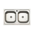 Lavello cucina incasso 86x50 cm due vasche in acciaio inox - MP862V