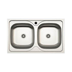 Lavello cucina incasso 86x50 cm due vasche in acciaio inox - MP862V