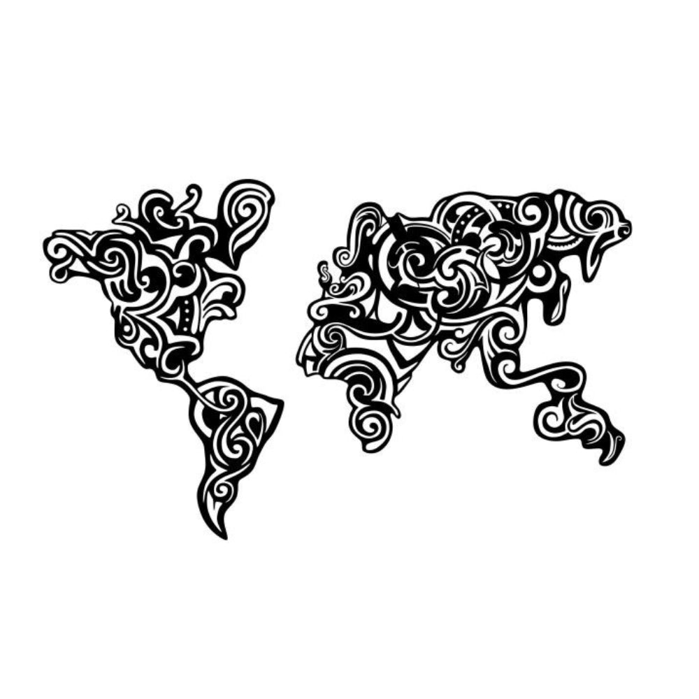 Cornice decorativa mappa continenti stilizzati in metallo colore nero - Tribal