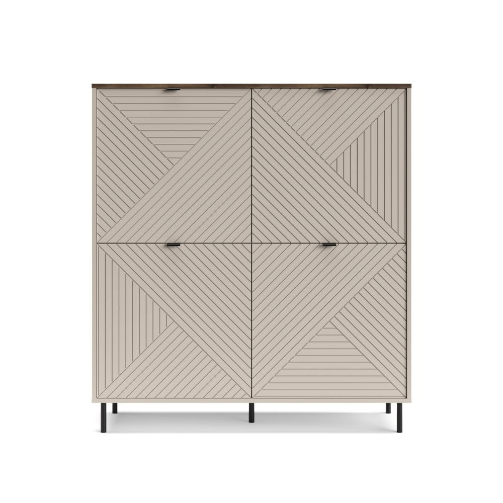 Credenza 4 ante design geometrico colore cashmere e top rovere Mirage04