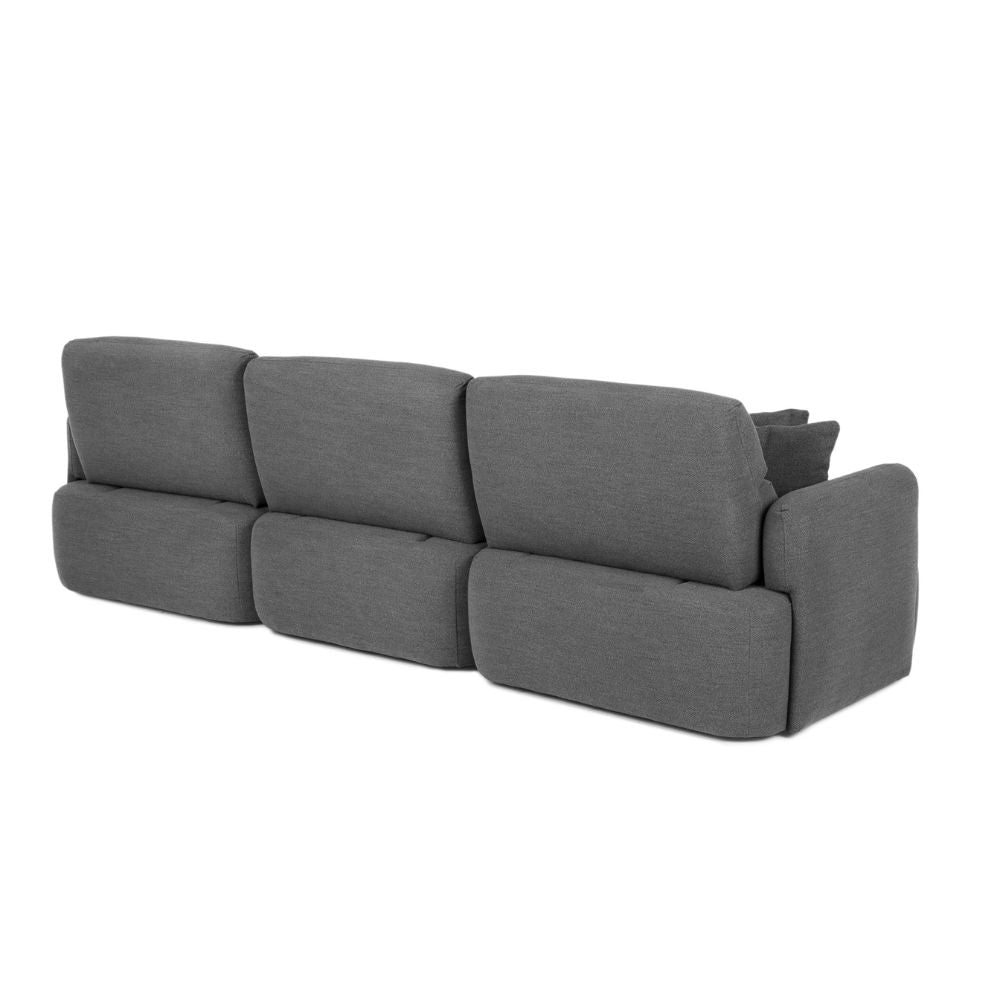 Canapé avec méridienne réversible et assise coulissante en tissu gris foncé 307 cm - Koda