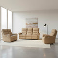 Set Divano 2 Posti + Divano 3 Posti + Poltrona Recliner Elettrica in Tessuto Camel Softwave