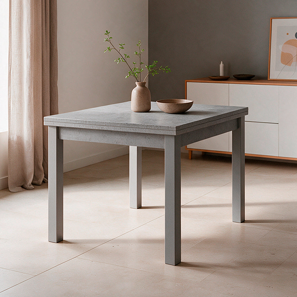 Ausziehbarer quadratischer Tisch, Zementfarben, 90x90 cm - Florenz
