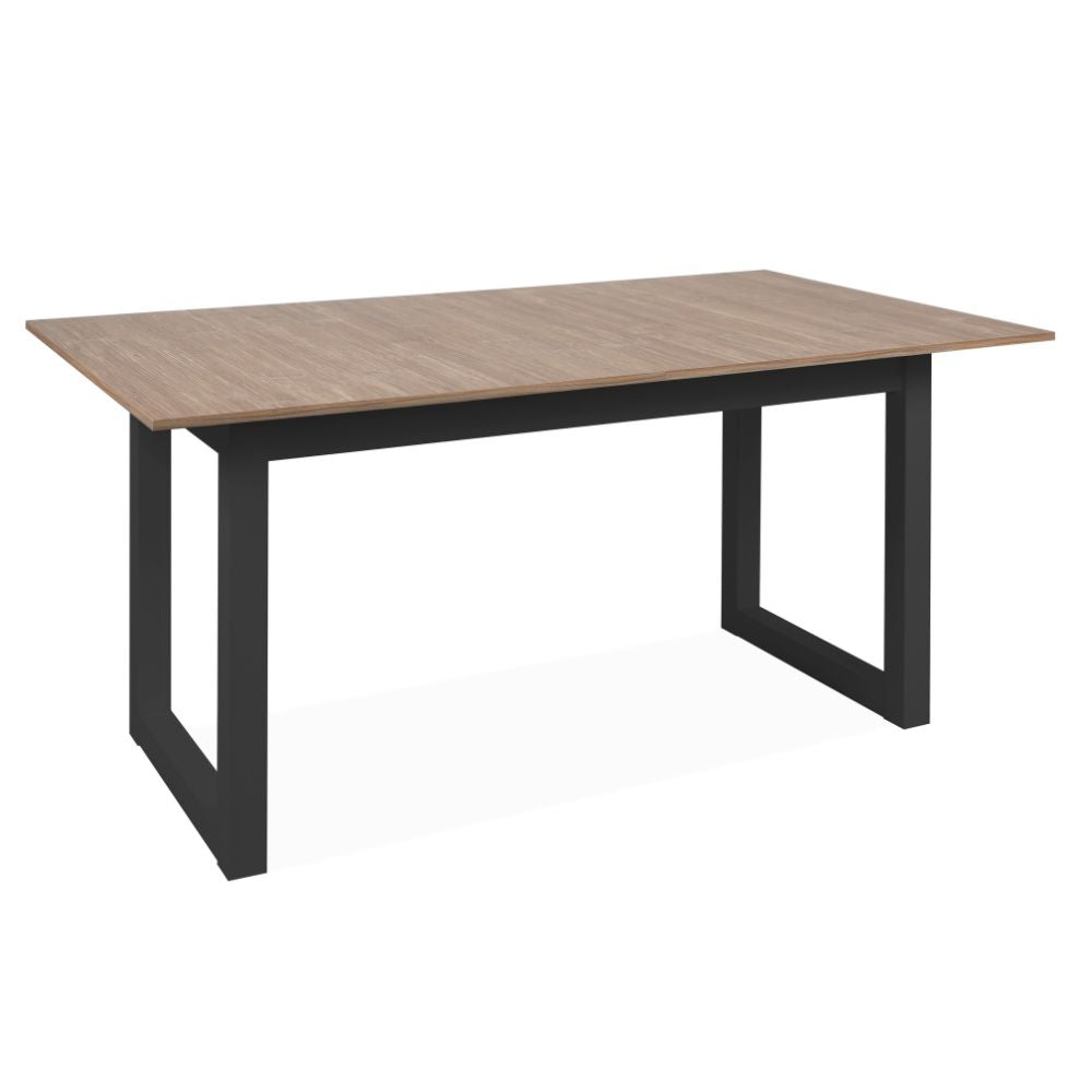 Ausziehbarer Tisch 160x90 cm mit Holzplatte und anthrazitfarbenen Beinen - Austin