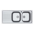 Lavello a due vasche in acciaio inox con gocciolatoio sinistro 116x50 cm - SA138