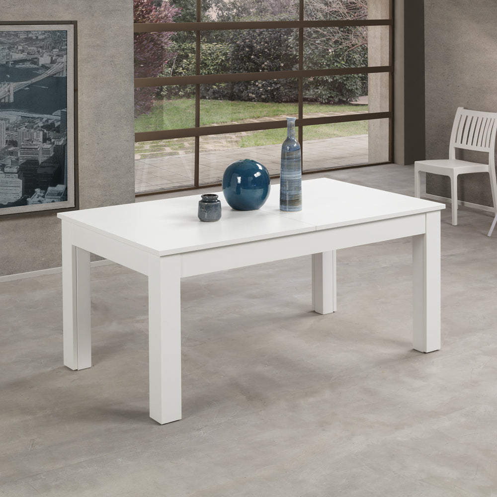 Tavolo allungabile 160x90 colore bianco larice con gambe centrali in legno massiccio Lipsia