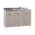 Meuble sous-évier 3 portes avec évier inclus coloris orme 120 cm