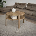 Tavolino da salotto rotondo 74 cm con ripiano inferiore colore rovere medio Aura