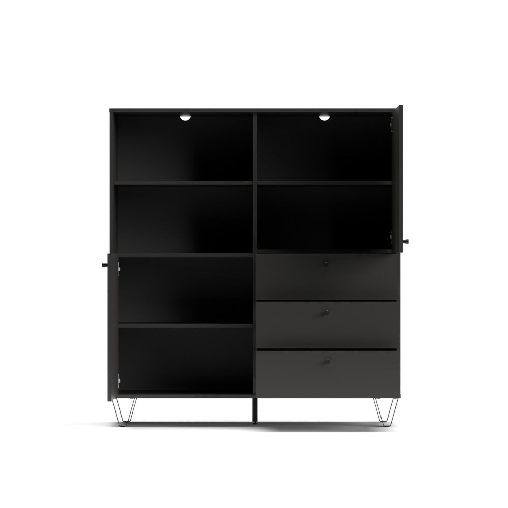 Credenza con ante cassetti e vano a giorno colore antracite 123,6x135H cm - Aldix