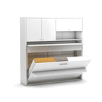 Lit escamotable simple avec bureau coulissant couleur blanc 207 cm - Nitro