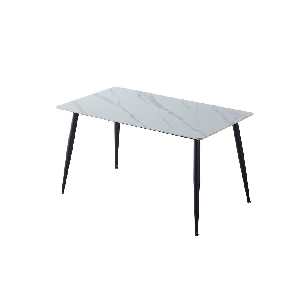 Tavolo con top ceramica effetto marmo bianco 140x80 cm - Mila