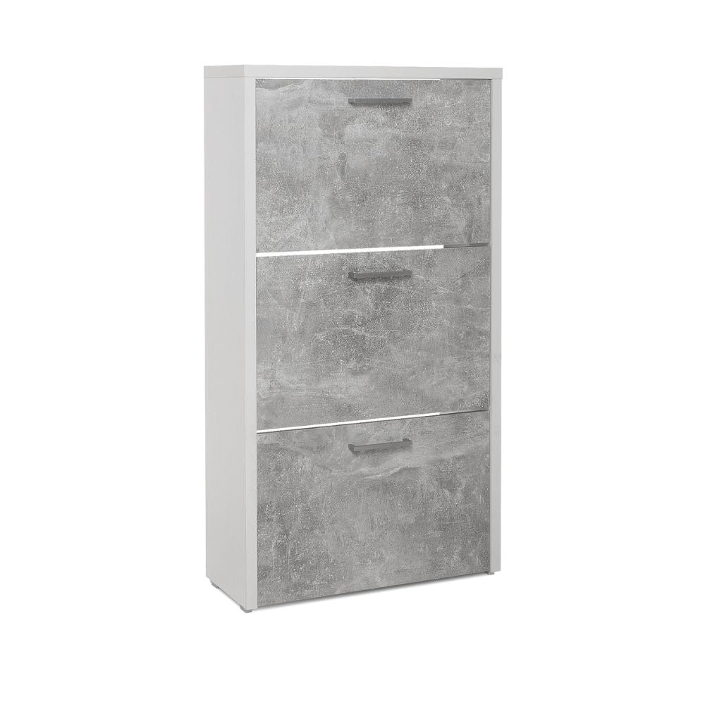 Scarpiera 61x115h cm con tre ante colore cemento e bianco - Fulda