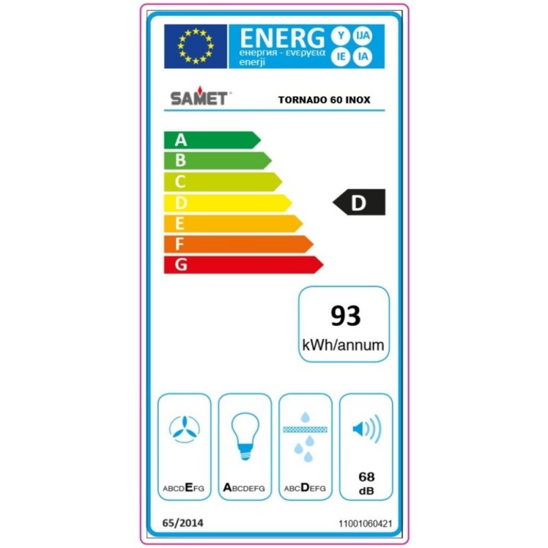 Cappa sottopensile 60 cm colore inox con luci led - Tornado Samet