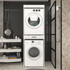 Colonna bucato coprilavatrice e copriasciugatrice con cassetto appoggio colore bianco Fika