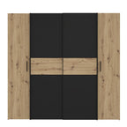 Armadio 4 ante rovere e nero con ante scorrevoli e battenti 200x61x190H Teodoro