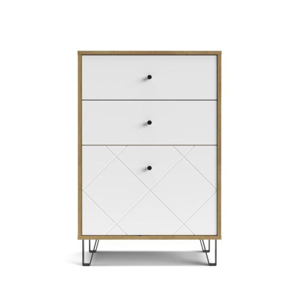 Cassettiera 2 cassetti e anta BolloBO18 63.4x40x95.55H colore rovere bianco