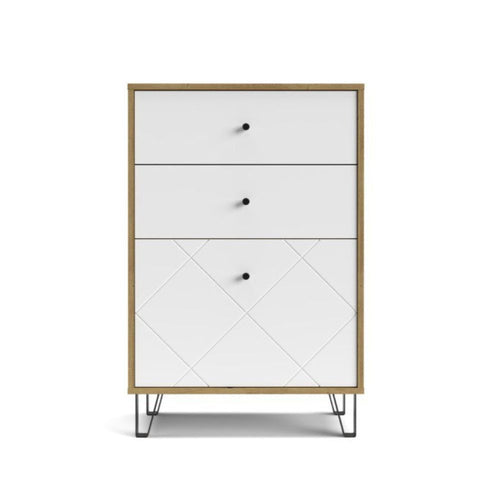 Cassettiera 2 cassetti e anta BolloBO18 63.4x40x95.55H colore rovere bianco