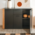 Madia 3 ante e 1 cassetto colore antracite con laterali in rovere artisan Cento01B