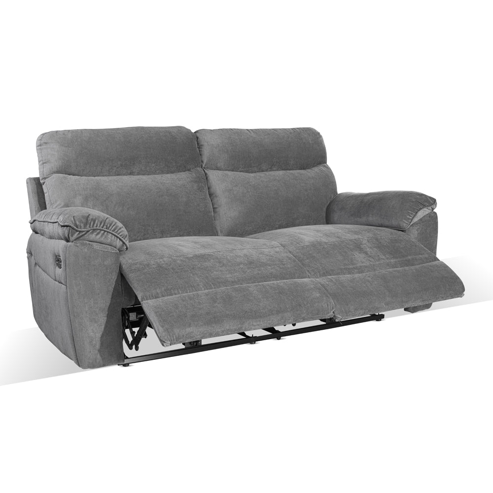 Divano 3 posti con recliner elettrico in tessuto grigio - Boston