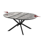 Tavolo rotondo allungabile piano effetto marmo nero arabesque lucido 126x126x76H Dobok