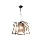 Lampada a sospensione 55h in metallo nero e corda Likya