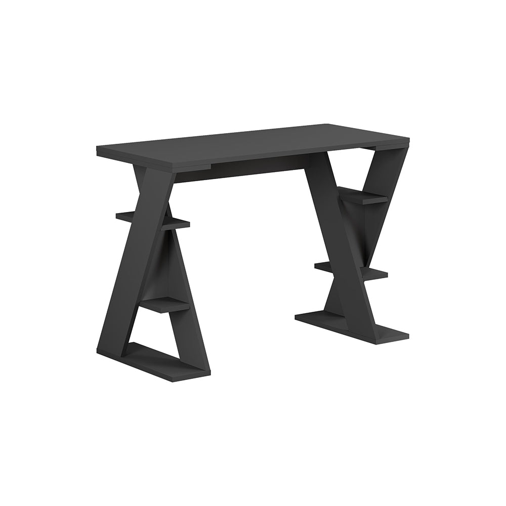 Scrivania con gambe a X e ripiani integrati 137x60x75 colore antracite Papillon