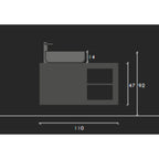 Mobile bagno sospeso con lavabo appoggio colore pino bianco 110x47H cm - Bax