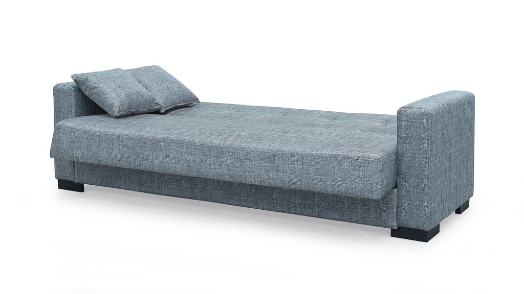 Canapé convertible 3 places coffre tissu gris 225 cm - Malpensa