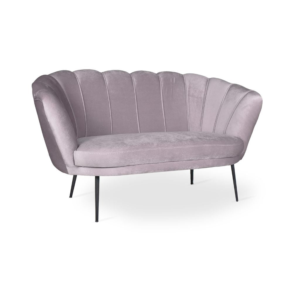 Muschelsofa Zweisitzer Samt Glyzinie goldene Beine 135x75H cm - Orel