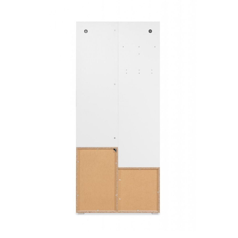 Meuble d'entrée 85x195h cm avec miroir et porte-manteaux couleur blanc - Image
