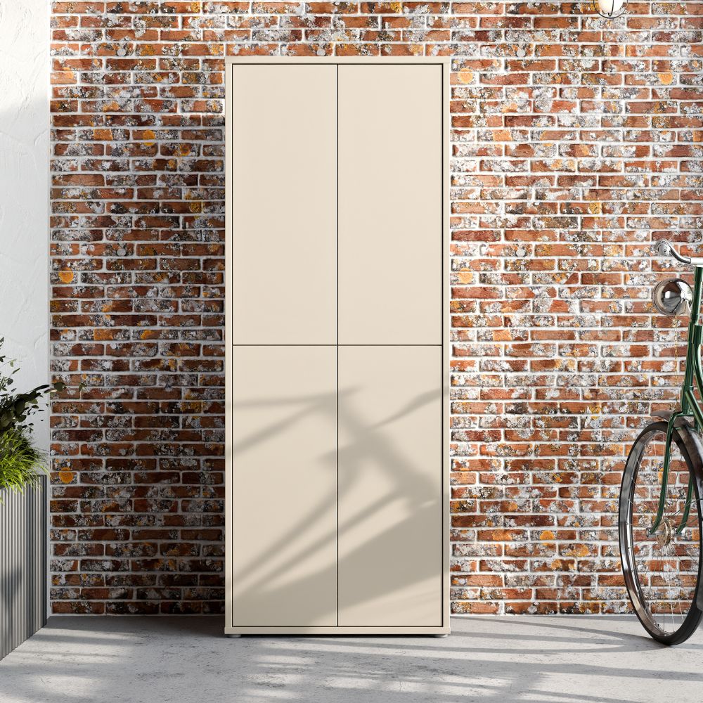 Armoire polyvalente 4 portes 74.5x35x192 coloris cachemire Medea