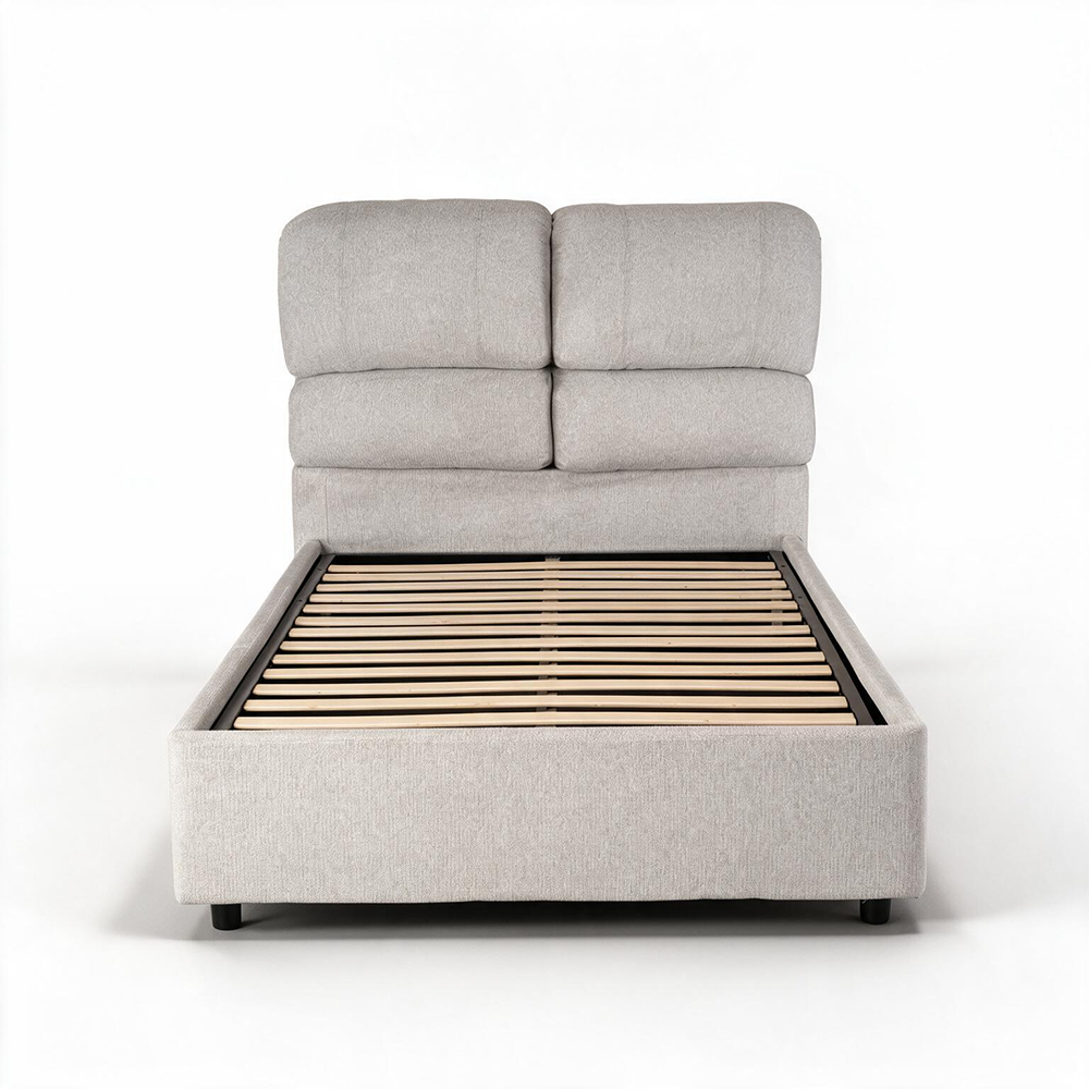Letto una piazza e mezza contenitore in tessuto Aragon grigio chiaro 120x190 Sofaback