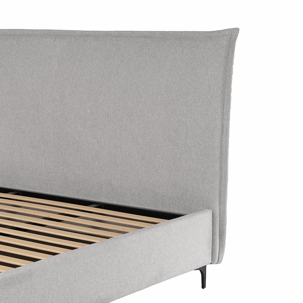 Letto matrimoniale con contenitore in tessuto grigio chiaro Line