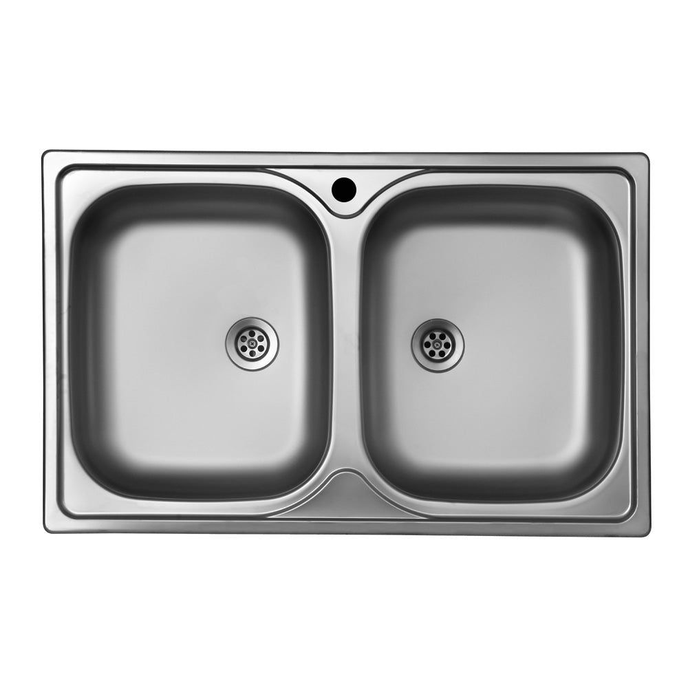 Lavello doppia vasca ad incasso in acciaio inox 79x50 cm  - Classic 170