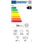 Lavatrice 9 kg 1400 giri Inverter BLDC Weight Sensing bianco classe A Daya DSW91425A3