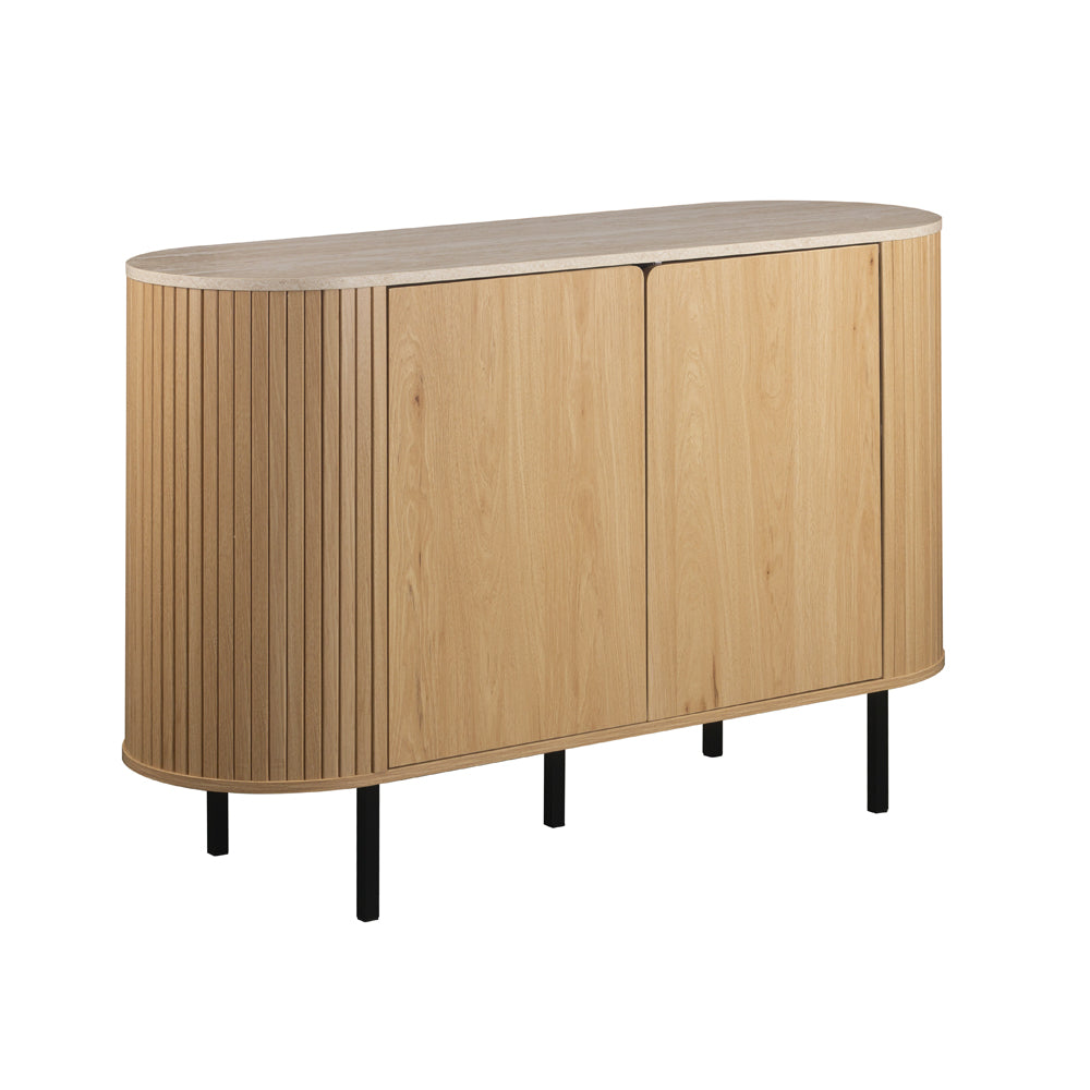 Madia colore rovere oak con top effetto travertino e laterali listellati 120 cm Fabia01A