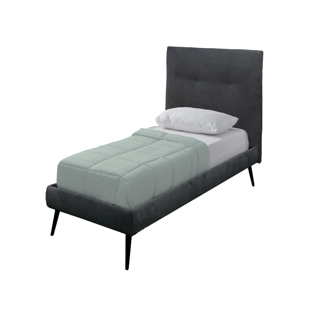 Lit simple avec sommier inclus tissu ash couleur gris - Stiletto